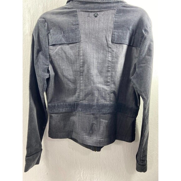 PRANA WOMENS LARGE ZIP UP DENIM & CORDUROY SHORT BLACK JACKET - Picture 3 of 3